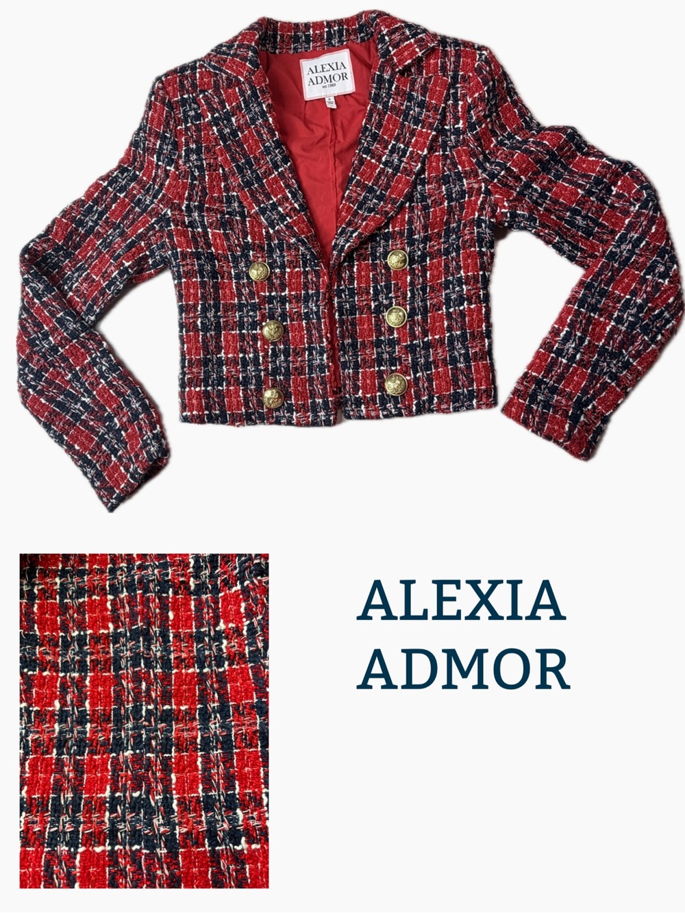 Alexia Admor
Jesse Tweed Blazer in red plaid. Size 4 my